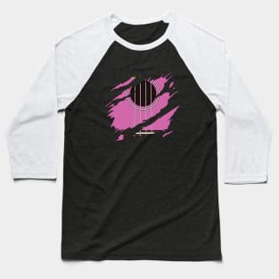 Ripped Ukulele Pink Color Baseball T-Shirt